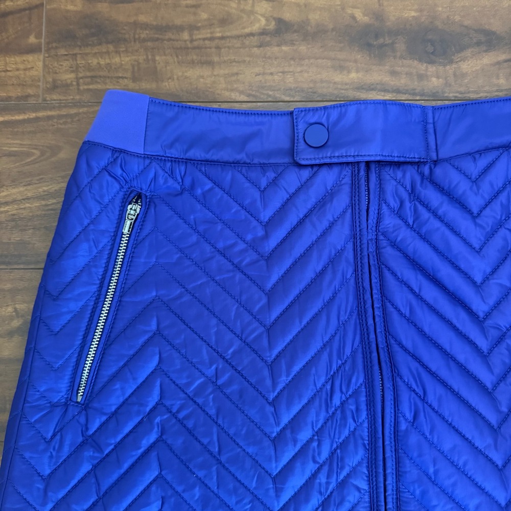 Athleta Apres Ski Skirt Quilted Chevron Puffer Full Zip Pockets Size 6 Purple - Picture 3 of 12
